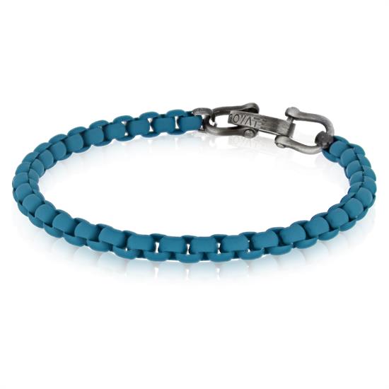 BRACCIALE CATENA IN ACCIAIO GOMMATO BLU