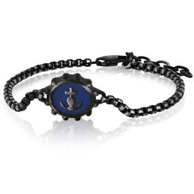 BRACCIALE ANCORA E CUORE BRUNITO ACCIAO