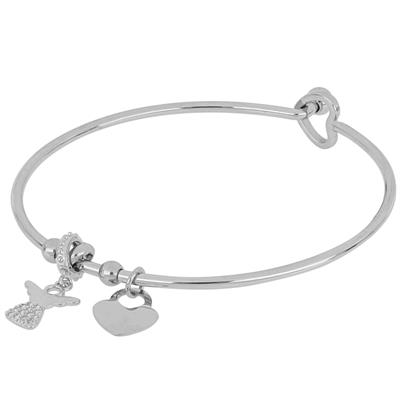 BRACCIALE MANETTA SILVER CON ANGELO PAVE' IN ACCIAIO