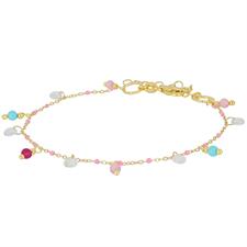 BRACCIALE CON ZIRCONI,SMALTO COLOR E PALLINI P.DURA ARGENTO 925°/°°