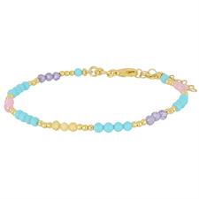 BRACCIALE CON P.TURCHESE SPINELLO ROSA LAVANDA ARGENTO 925°/°°