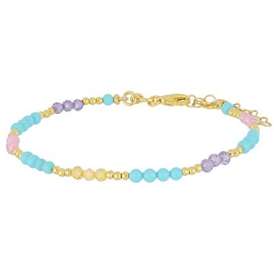 BRACCIALE CON P.TURCHESE SPINELLO ROSA LAVANDA ARGENTO 925°/°°