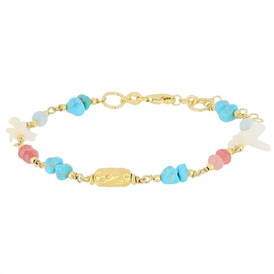 BRACCIALE SCAGLIE P.TURCHESE,CORALLO ROSA E GIADA ARGENTO 925°/°°