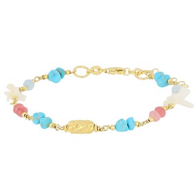 BRACCIALE SCAGLIE P.TURCHESE,CORALLO ROSA E GIADA ARGENTO 925°/°°