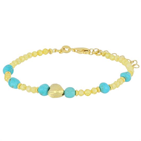 BRACCIALE P.TURCHESE SPINELLO LEMON E CONCHIGLIA ARGENTO 925°/°°