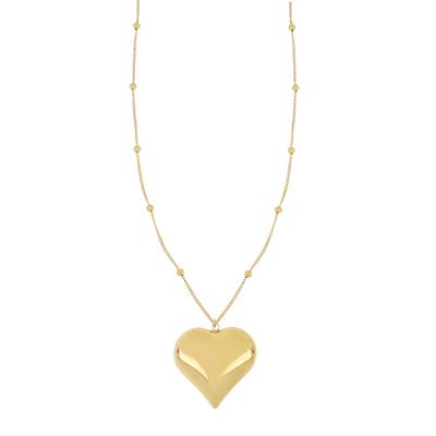 COLLANA GROUMETTA E PALLINI 3MM CON CUORE PASSANTE IN ACCIAIO