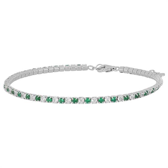 BRACCIALE TENNIS RODIO MORBIDO ZIRCONI ALTERNATI ARGENTO 925°/°°