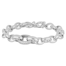 BRACCIALE MAGLIE OVALI CON CENTRALE ZIRCONATO ARGENTO 925°/°°