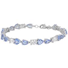 BRACCIALE TENNIS CUORE GOCCE COLOR ZIRCONI IN ARGENTO 925°/°°