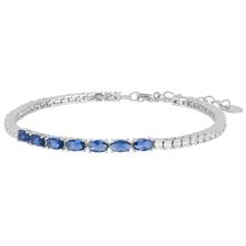 BRACCIALE TENNIS CENTALE OVALI COLOR ZIRCONI IN ARGENTO 925°/°°