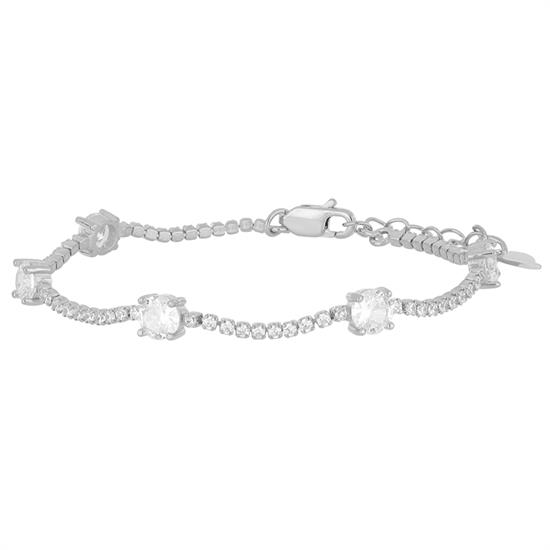 BRACCIALE TENNIS MORBIDO E CINQUE ZIRCONI 5MM IN ARGENTO 925°/°°