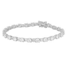 BRACCIALE TENNIS DOPPIA BAGUETTE E ZIRCONE TONDO ARGENTO 925°/°°