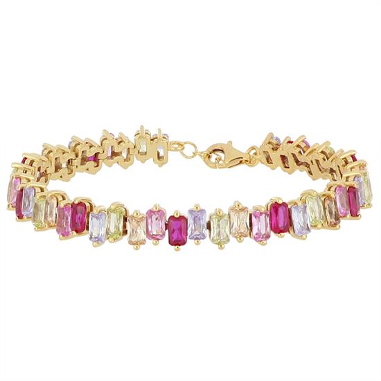 BRACCIALE TENNIS MULTI BAGUETTE E ZIRCONI ARGENTO 925°/°°