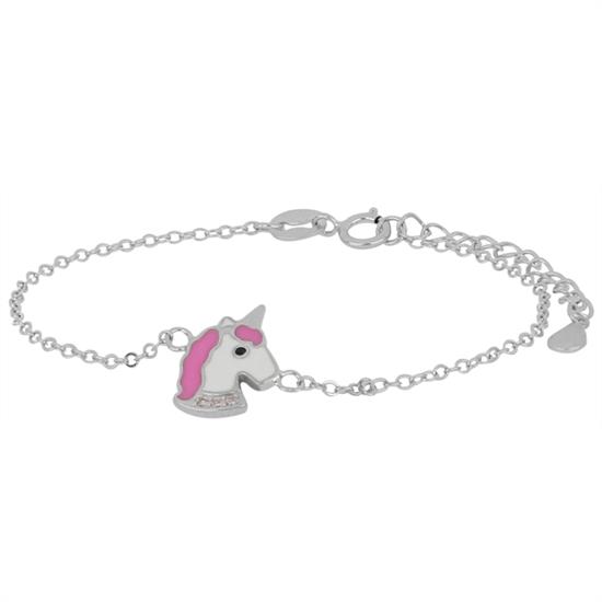 BRACCIALE UNICORNO SMALTATO E ZIRCONATO IN ARGENTO 925°/°°