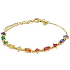 BRACCIALE ZIRCONI RETTANGOLARI E ROMBI COLOR ARGENTO 925°/°°