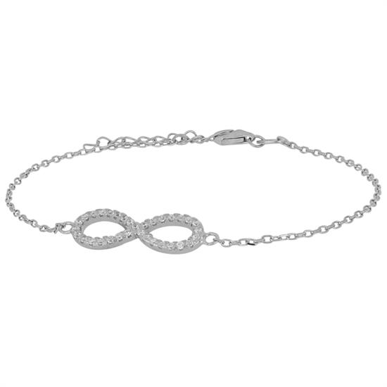 BRACCIALE INFINITO ZIRCONI CON FORZATINA IN ARGENTO 925°/°°