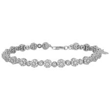 BRACCIALE TENNIS FIORELLINI COLOR TONDINO ZIRCONATO ARGENTO 925°/°°