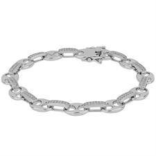 BRACCIALE MAGLIE MARINE LISCE E BARRE ZIRCONATE IN ARGENTO 925°/°°