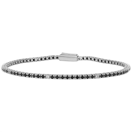 BRACCIALE TENNIS MADE IN ITALY MM1.75 9NERE+1BIANCA ARGENTO 925°/°°