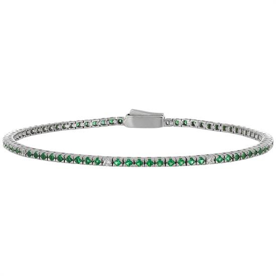 BRACCIALE TENNIS MADE IN ITALY MM1.75 9VERDI+1BIANCA ARGENTO 925°/°°