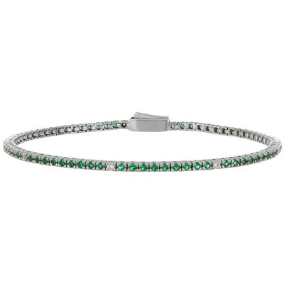 BRACCIALE TENNIS MADE IN ITALY MM1.75 9VERDI+1BIANCA ARGENTO 925°/°°