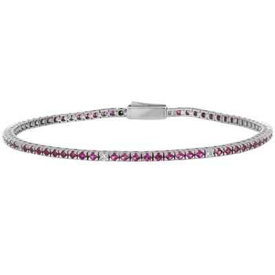 BRACCIALE TENNIS MADE IN ITALY MM1.75 9ROSSO+1BIANCA ARGENTO 925°/°°