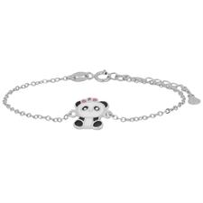 BRACCIALE PANDA SMALTO E ZIRCONE IN ARGENTO 925°/°°