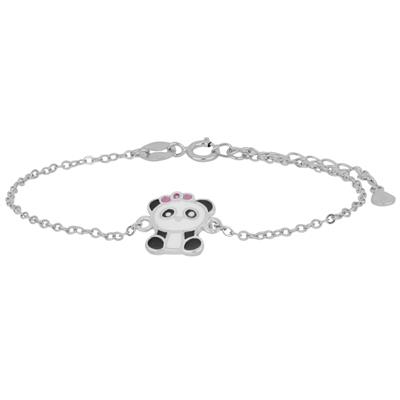 BRACCIALE PANDA SMALTO E ZIRCONE IN ARGENTO 925°/°°