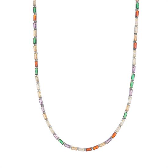 COLLANA TENNIS MULTI BAGUETTE IN ARGENTO 925°/°°