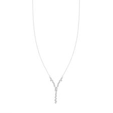 COLLANA A PUNTA ZIRCONATA E BAGUETTE IN ARGENTO 925°/°°