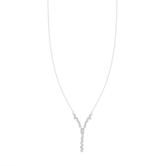 COLLANA A PUNTA ZIRCONATA E BAGUETTE IN ARGENTO 925°/°°