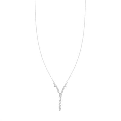 COLLANA A PUNTA ZIRCONATA E BAGUETTE IN ARGENTO 925°/°°