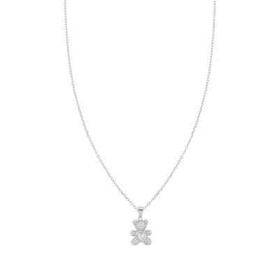 COLLANA ORSETTO ZIRCONATO CON CUORE CENTRALE IN ARGENTO 925°/°°