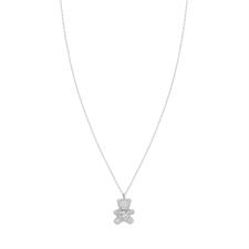 COLLANA ORSETTO BIG ZIRCONATO CON CUORE CENTRALE ARGENTO 925°/°°