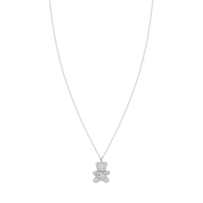 COLLANA ORSETTO BIG ZIRCONATO CON CUORE CENTRALE ARGENTO 925°/°°