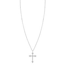 COLLANA CROCE ZIRCONI CON PUNTE IN ARGENTO 925°/°°