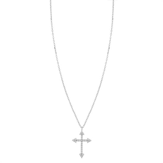 COLLANA CROCE ZIRCONI CON PUNTE IN ARGENTO 925°/°°