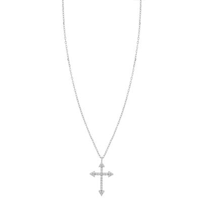 COLLANA CROCE ZIRCONI CON PUNTE IN ARGENTO 925°/°°