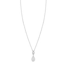 COLLANA OVALINO ZIRCONATO CON PERLE DI FIUME IN ARGENTO 925°/°°