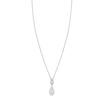 COLLANA OVALINO ZIRCONATO CON PERLE DI FIUME IN ARGENTO 925°/°°