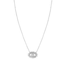 COLLANA OCCHIO TURCO CON BAGUETTE ZIRCONATE IN ARGENTO 925°/°°