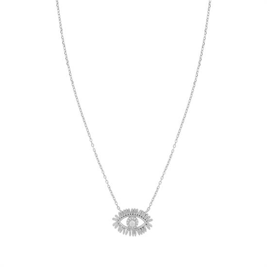 COLLANA OCCHIO TURCO CON BAGUETTE ZIRCONATE IN ARGENTO 925°/°°