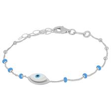 BRACCIALE OCCHIO MADREPERLA RONDELLE SMALTO IN ARGENTO 925°/°°