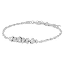 BRACCIALE TRECCIA CON RONDELLE CENTRALI IN ARGENTO 925°/°°