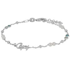 BRACCIALE CAPRI CATENA PALLINI E PERLINE E ZIRCONI ARGENTO 925°/°°