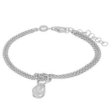 BRACCIALE POPCORN CON GOCCIA PENDENTE ZIRCONE IN ARGENTO 925°/°°