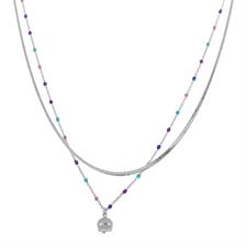 COLLANA CAPRI SNAKE E DOPPIO FILO SMALTO IN ARGENTO 925°/°°