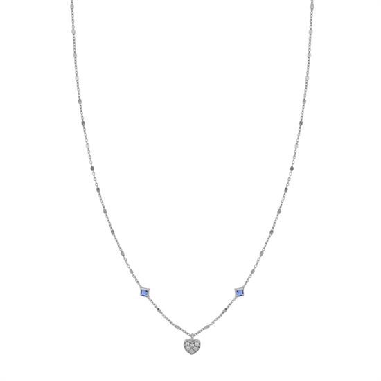 COLLANA CATENA CUBOTTI CON CUORE PEVE' PENDENTE E ZK ARGENTO 925°/°°