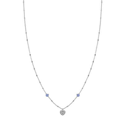 COLLANA CATENA CUBOTTI CON CUORE PEVE' PENDENTE E ZK ARGENTO 925°/°°