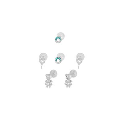 ORECCHINI SET ORESTTO PALLONCINO CIAMBELLA ZIRCONATA ARGENTO 925°/°°